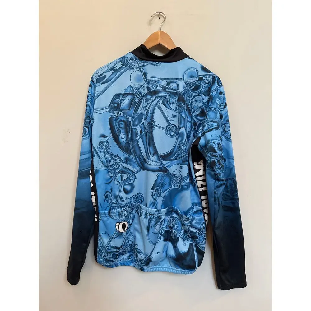PEARL IZUMI Men’s Cycling windbreaker jacket lightweight blue printed full zip
